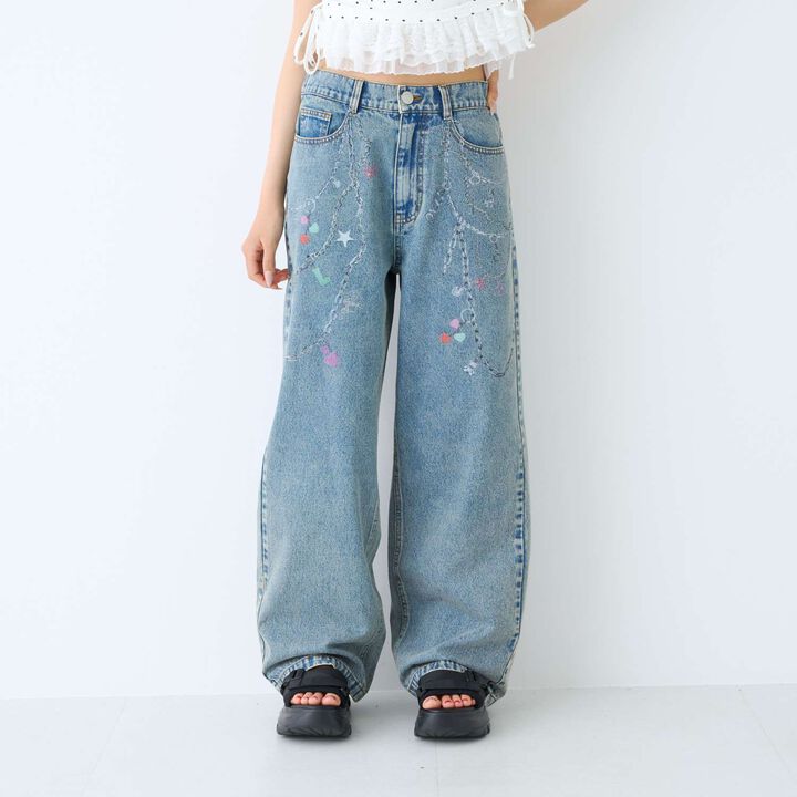 [LTXC] Charm Design Denim Wide Pants,Gray, medium image number 3