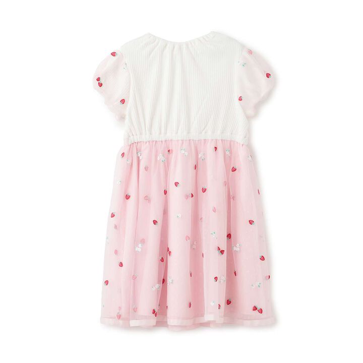 Strawberry Embroidery Tulle Docking Dress,Sax blue, medium image number 1