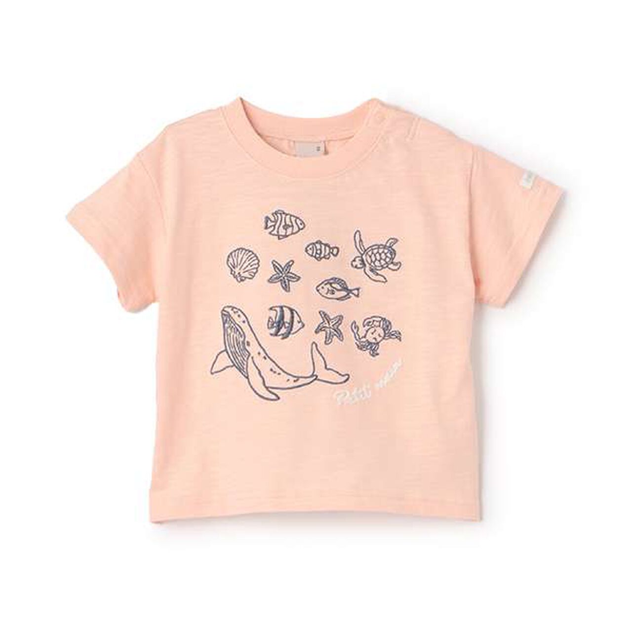 [Cool Touch] Ocean Embroidery Short Sleeve T-Shirt,Salmon pink, large image number 0