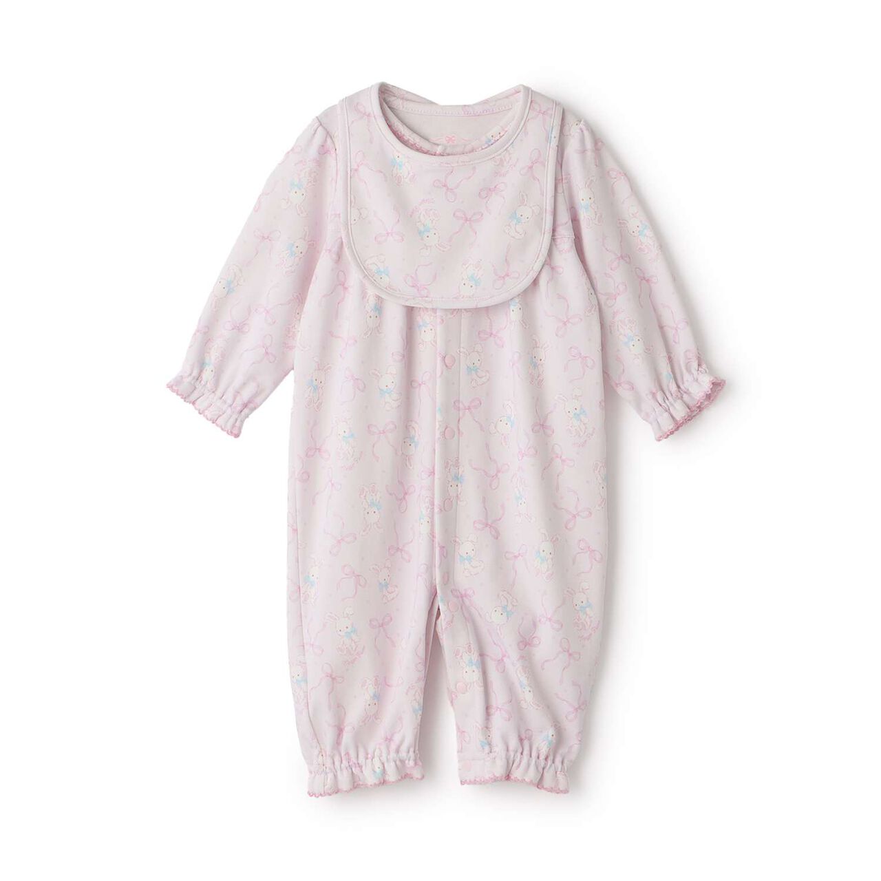 [Box Included] Rabbit Ribbon Pattern 2WAY All-in-One & Bib Set,Off white, large image number 4