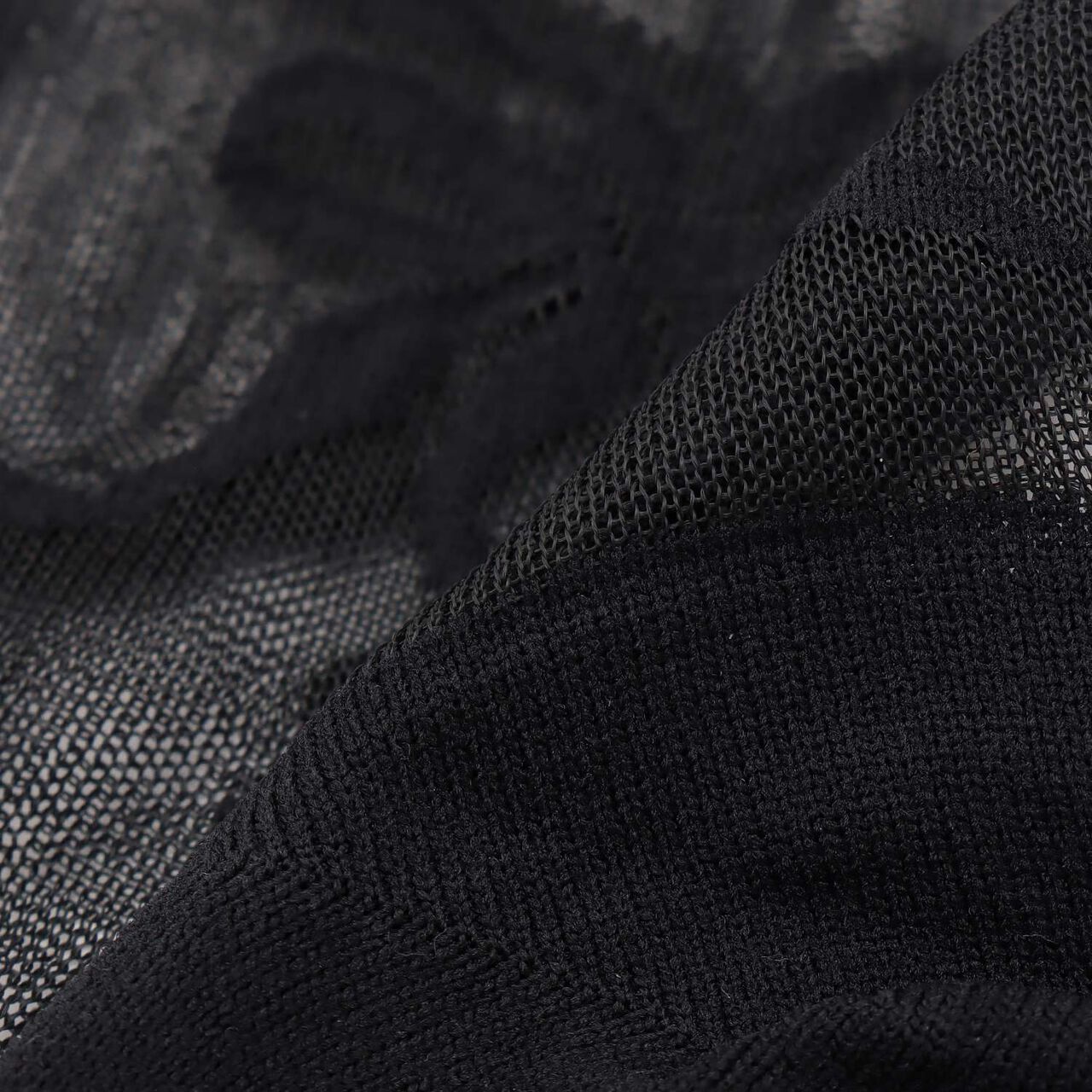 Ribbon Pattern Sheer Socks,Black, large image number 2