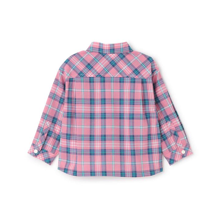 Wolf Embroidery Checkered Long-Sleeve Shirt,Yellow, medium image number 1