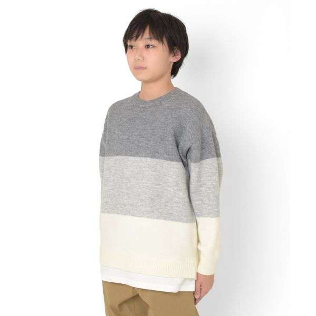 Layered Hem Airy Knitwear [Machine Washable],Light gray, large image number 17