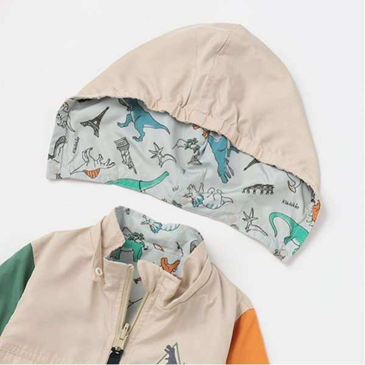 Dinosaur Reversible Windbreaker,Beige, large image number 18
