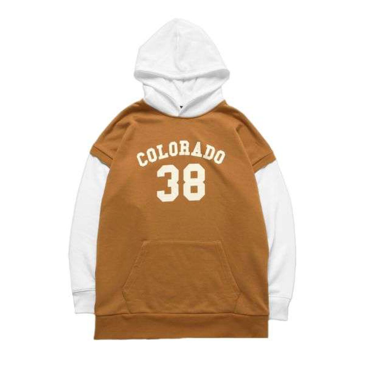 Front Logo Print Layered Style Big Parka,Green, large image number 14