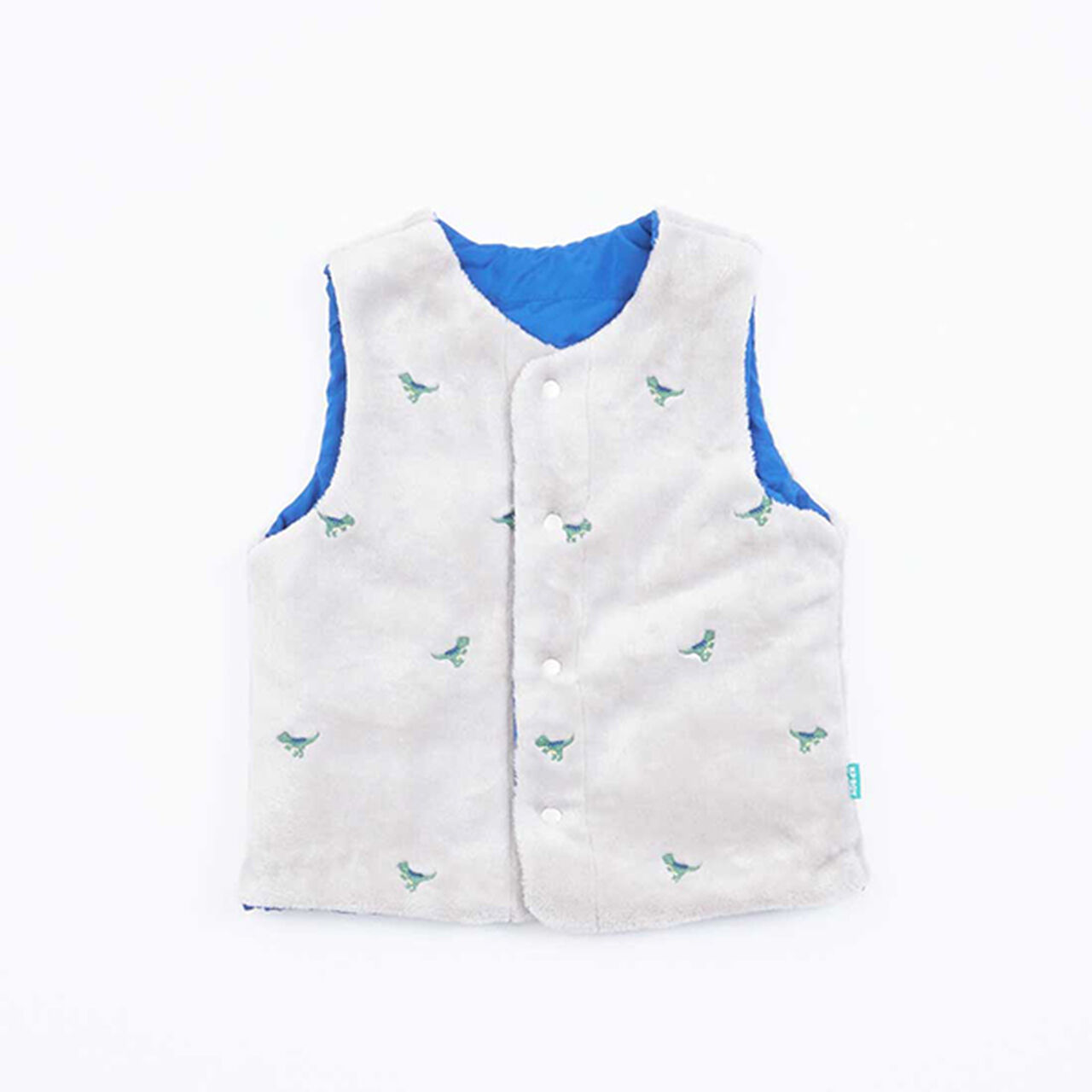 KPBOY Dinosaur Reversible Boa Lined Padded Vest (80-130),Blue, large image number 16