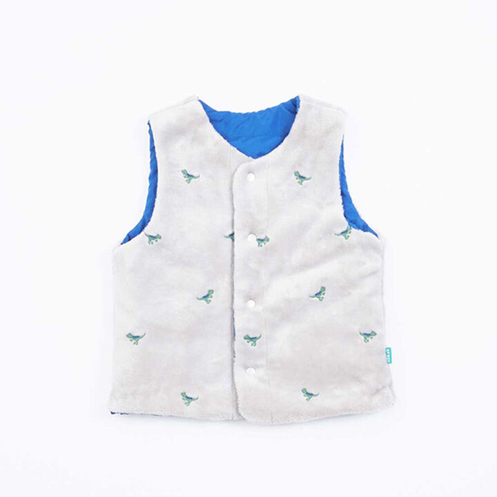 KPBOY Dinosaur Reversible Boa Lined Padded Vest (80-130),Blue, medium image number 16