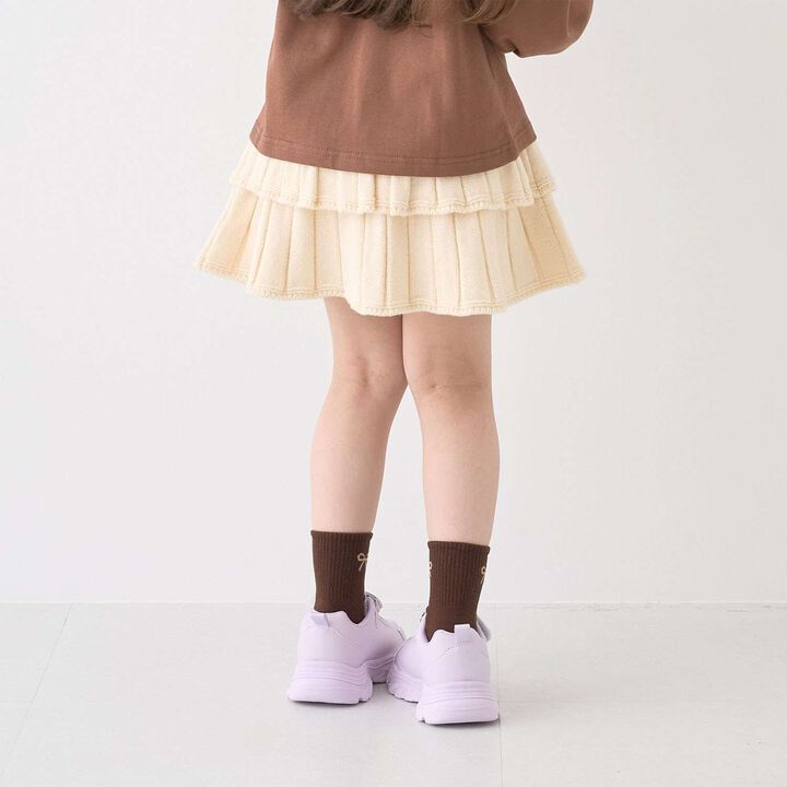 [Safe/Inner Shorts Included] Washable Tiered Knit Skirt,Greige, medium image number 4