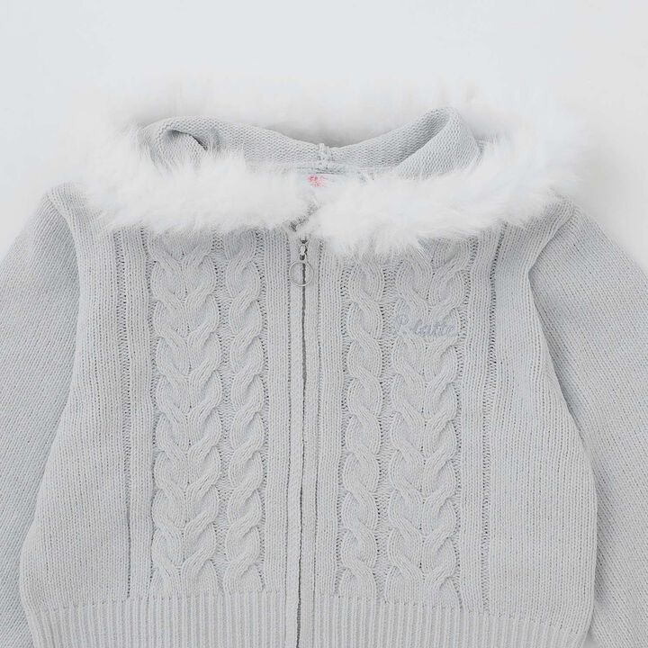 [Washable] Plush Knit Fur Zip Parka,Light pink, medium image number 13