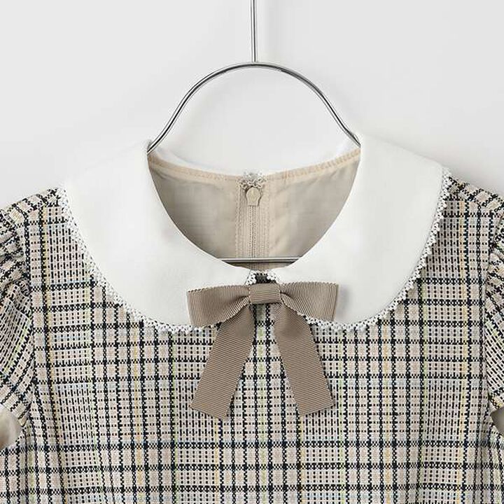 Check OP + Scallop Trim Jacket Set,Beige, medium image number 5