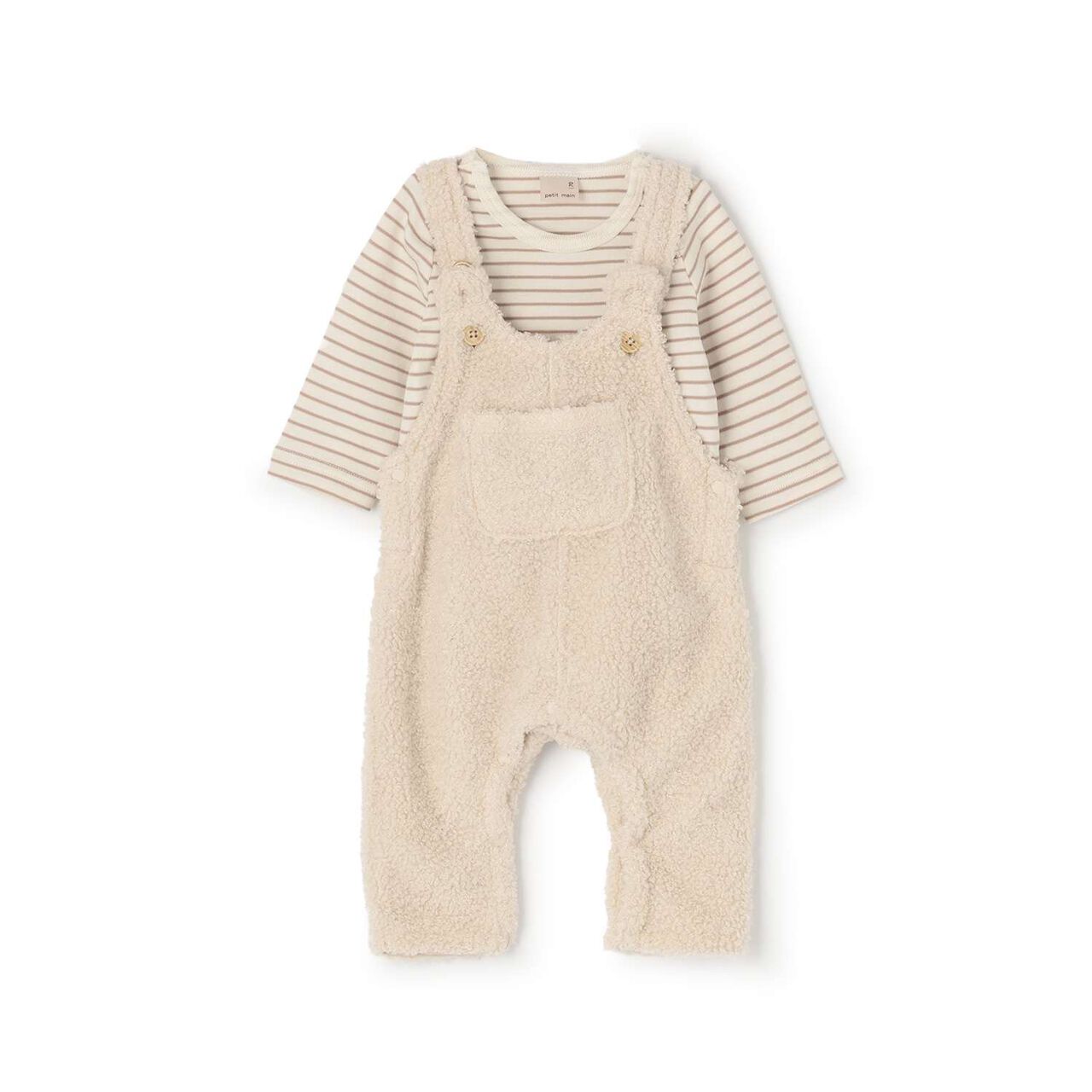 Fluffy Bear Overall Set,Ivory, large image number 0