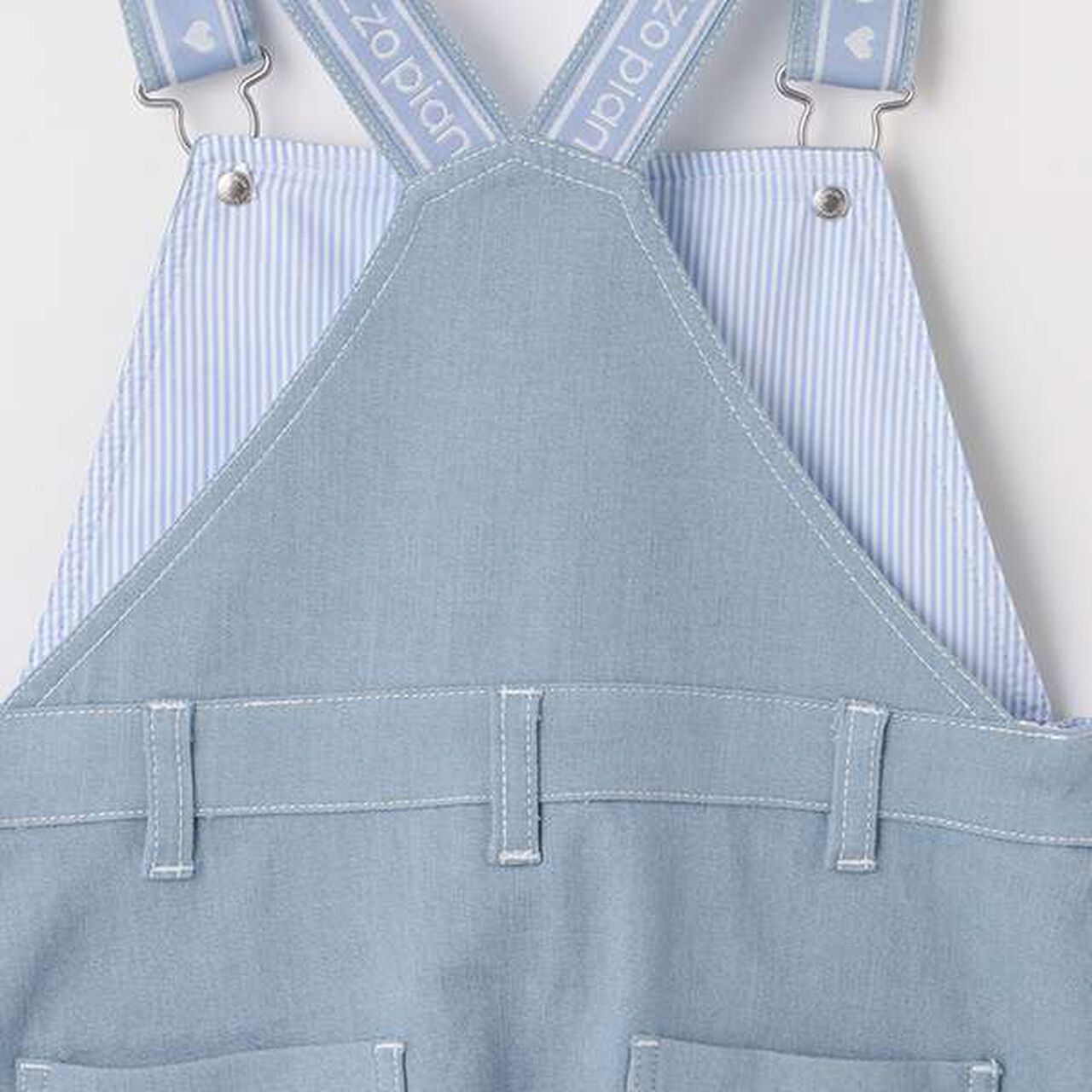 Gradient Denim Logo Tape Overall Skirt,Mint, large image number 6