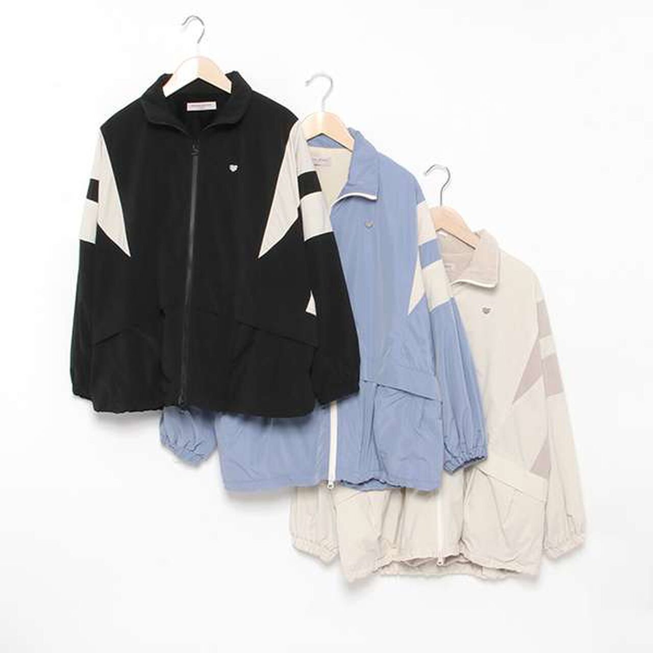 Water-Repellent Fleece-Lined Warm Color Block Track Jacket,Light beige, large image number 10