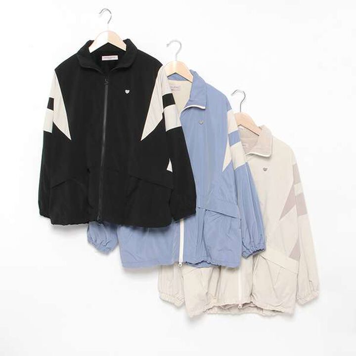 Water-Repellent Fleece-Lined Warm Color Block Track Jacket,Light beige, medium image number 10