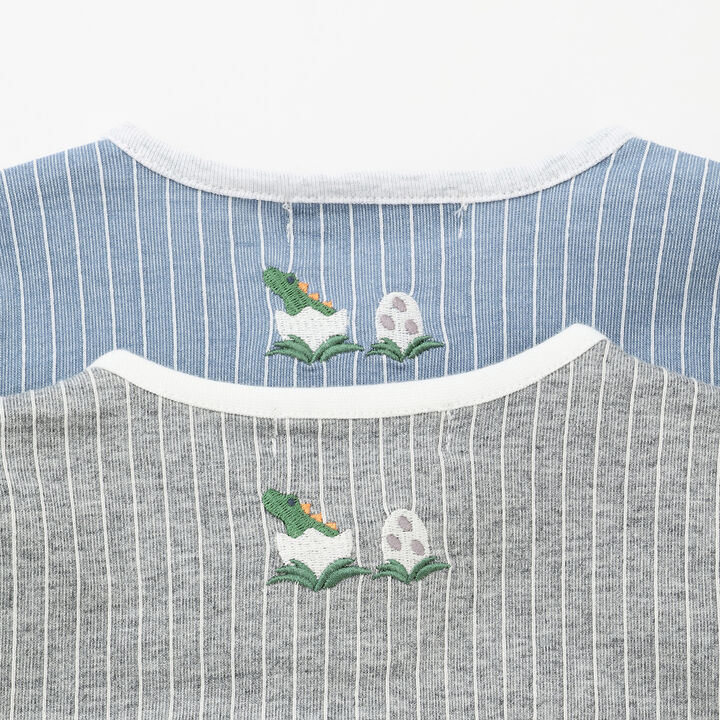 Dinosaur Short-Sleeve Overall Romper,Top gray, medium image number 8