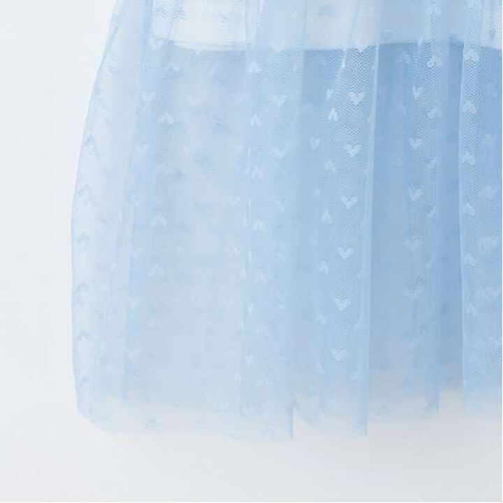 Tulle Tunic Layered Short Sleeve T-Shirt,Sax blue, medium image number 5