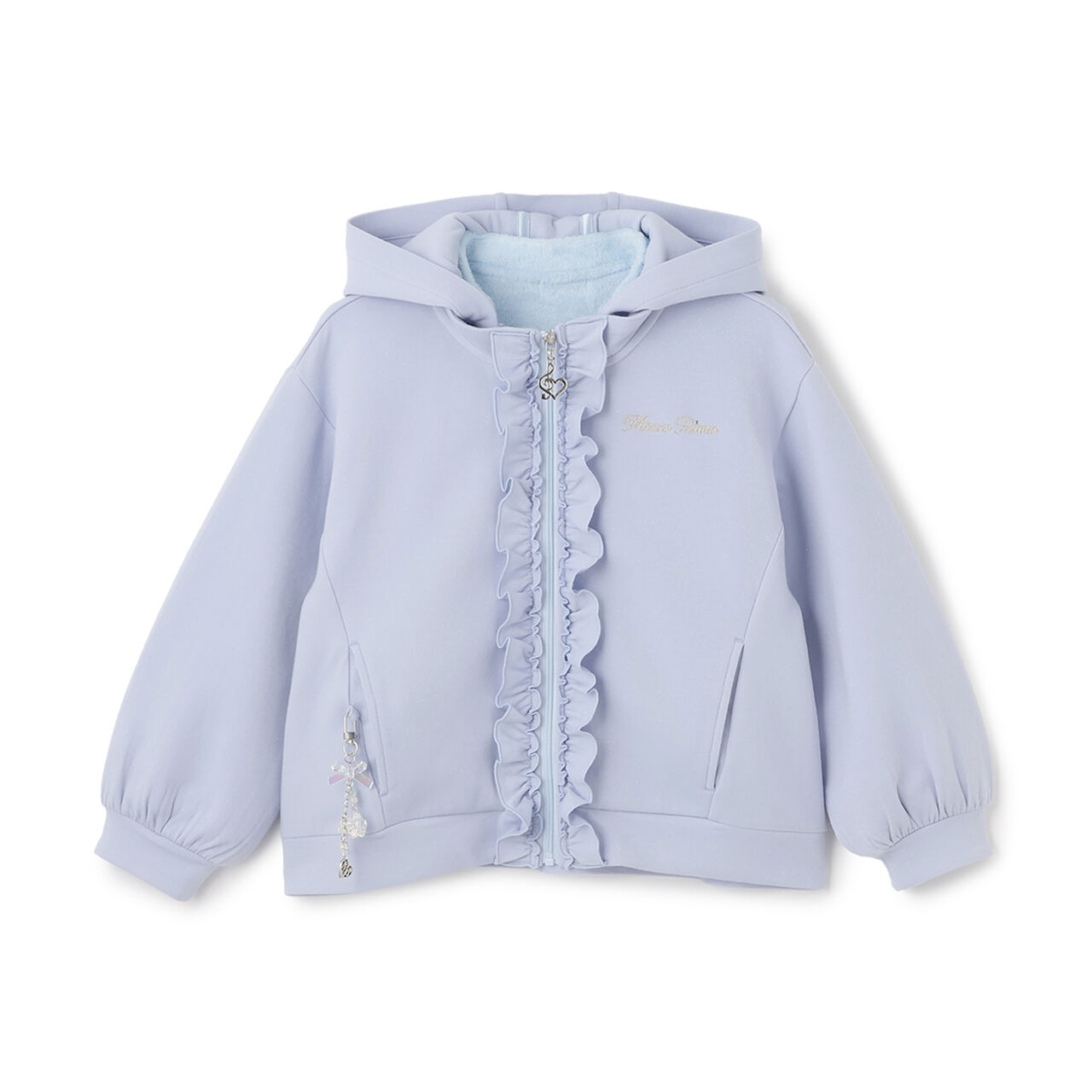 Lame Double-Knit Frill 3WAY Bomber Jacket,Sax blue, large image number 0