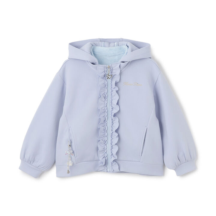 Lame Double-Knit Frill 3WAY Bomber Jacket,Sax blue, medium image number 0