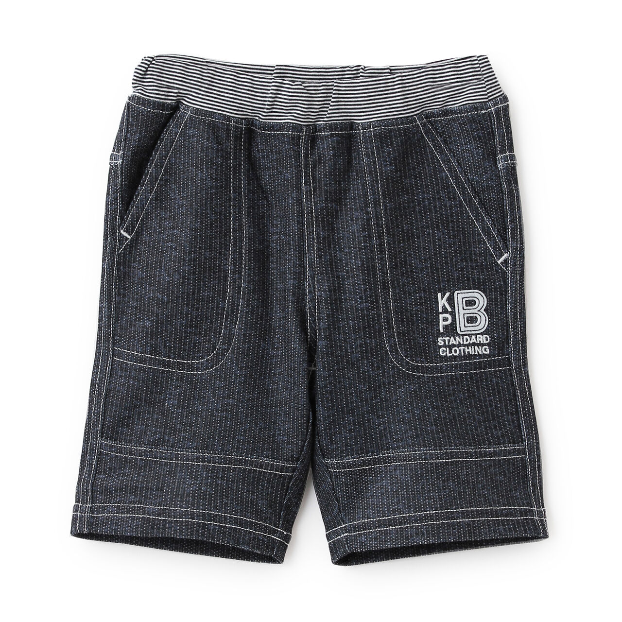 Dry Mesh Denim Print Half Pants,Navy, large image number 0