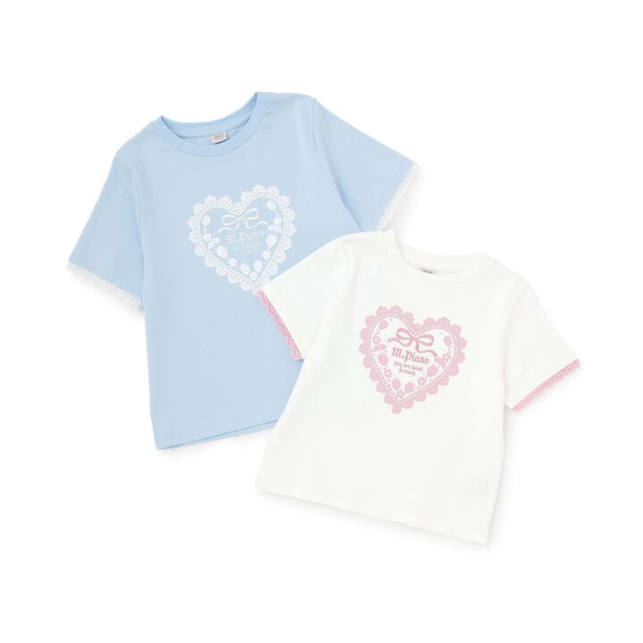 [Cool Touch] Trim Lace Short Sleeve T-Shirt,Off white, medium image number 7