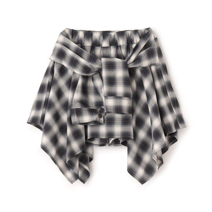 Checkered Asymmetrical Skirt,Black, medium image number 10