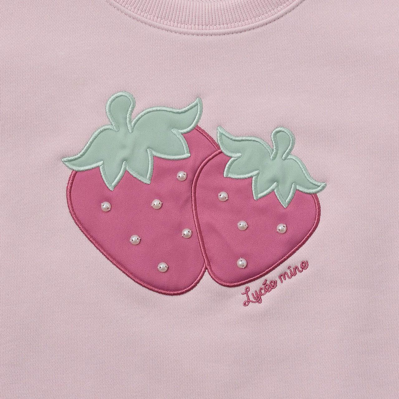 Quick-Dry Fleece Strawberry Appliqu&eacute; Sweatshirt,Black, large image number 8