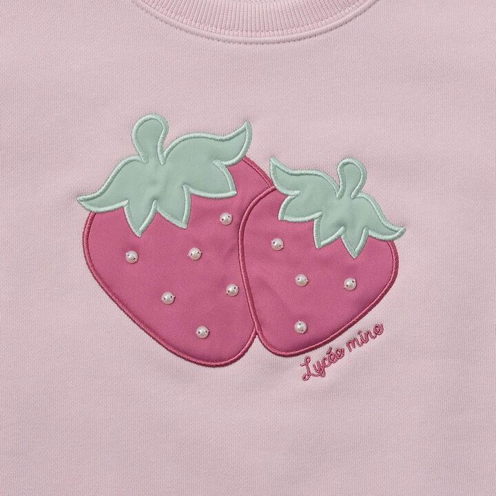 Quick-Dry Fleece Strawberry Appliqu&eacute; Sweatshirt,Black, medium image number 8