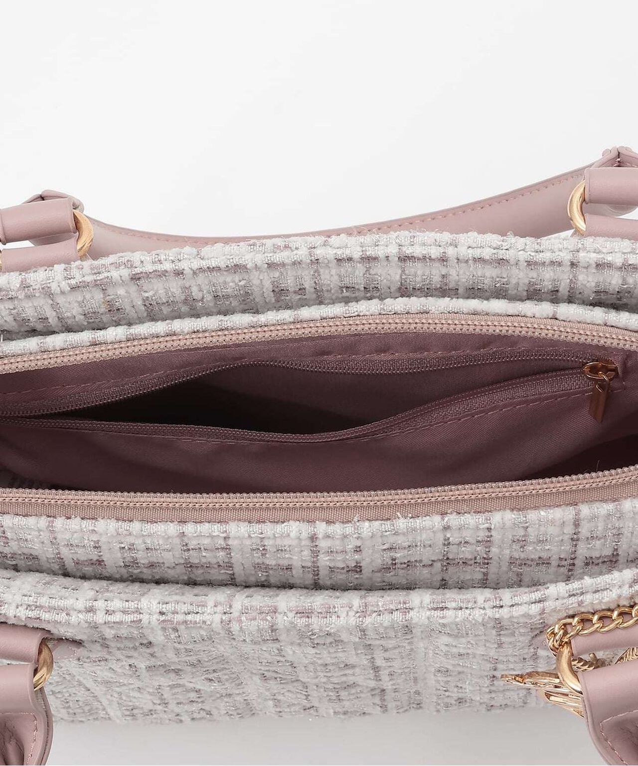 Tweed Charm Tote Bag,Ivory, large image number 6