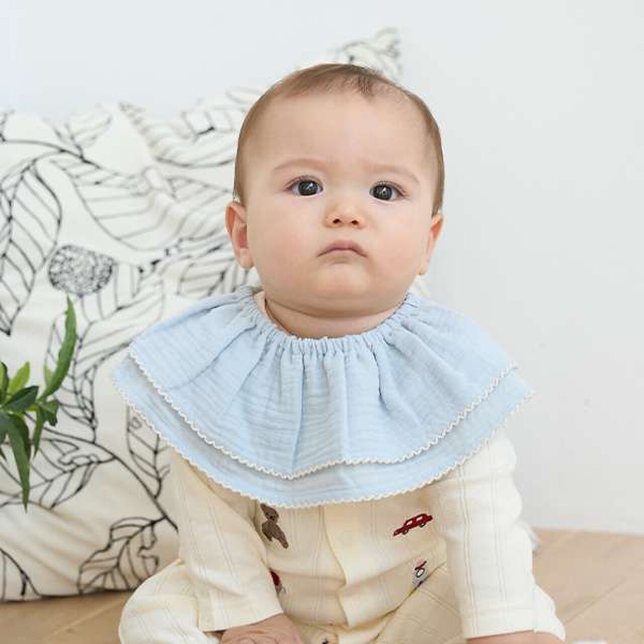 Frill Collar Bib with Pikomi Shin,Navy, large image number 12