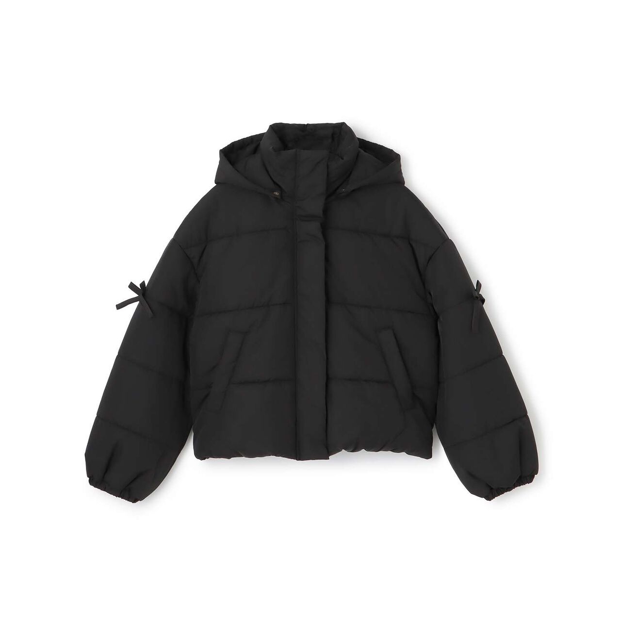 [Milky Coast] Sleeve Ribbon Padded Blouson,Black, large image number 11