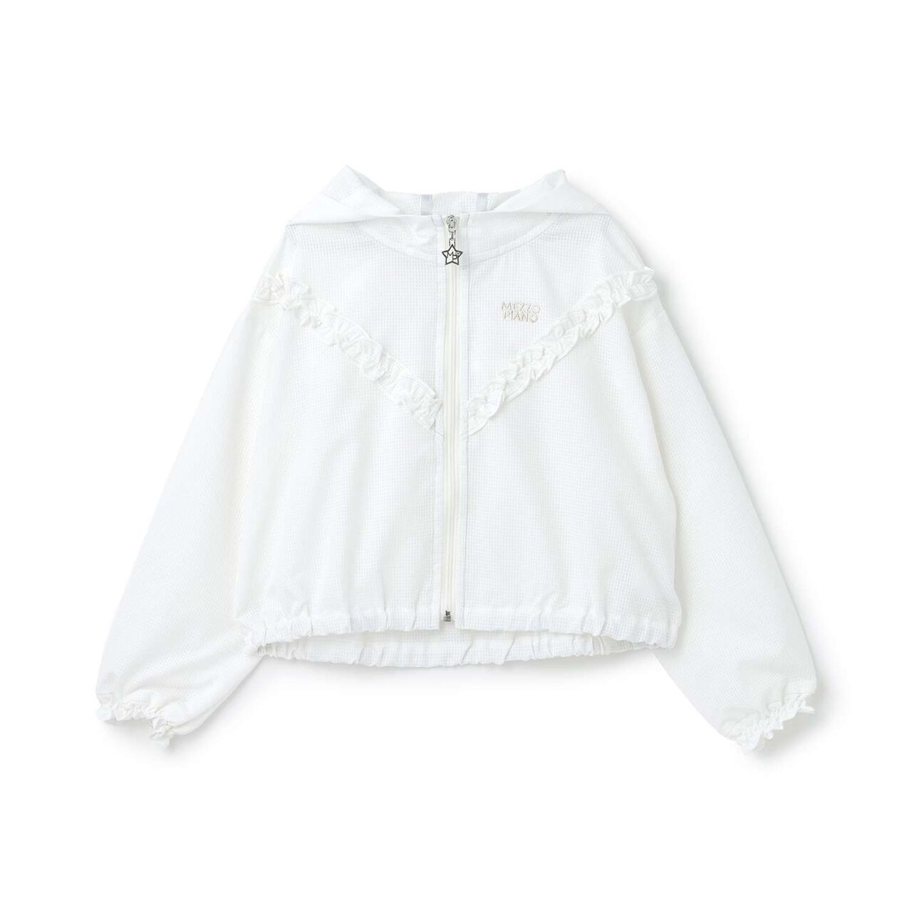 UV Protection Frill Bomber Jacket,Pearl white, large image number 10