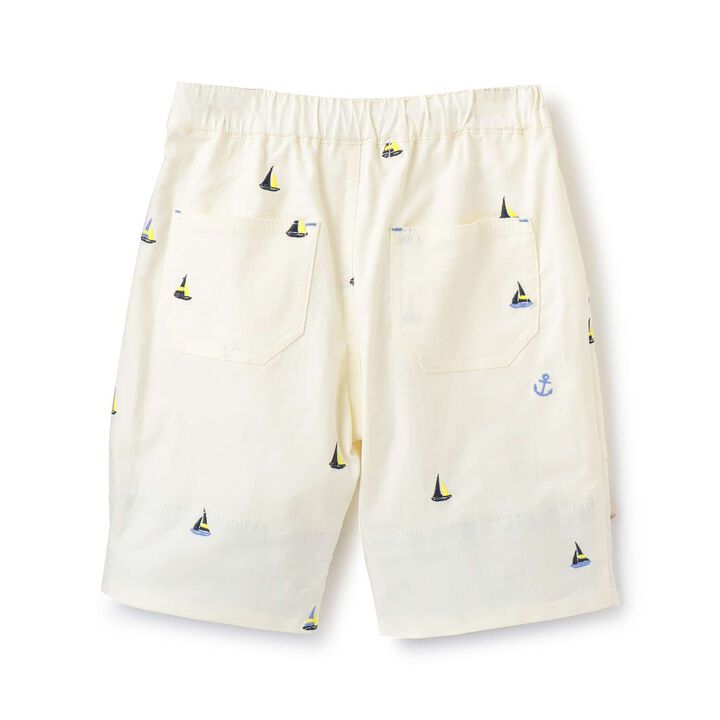 Yacht Embroidery Half Pants,Pearl white, medium image number 1