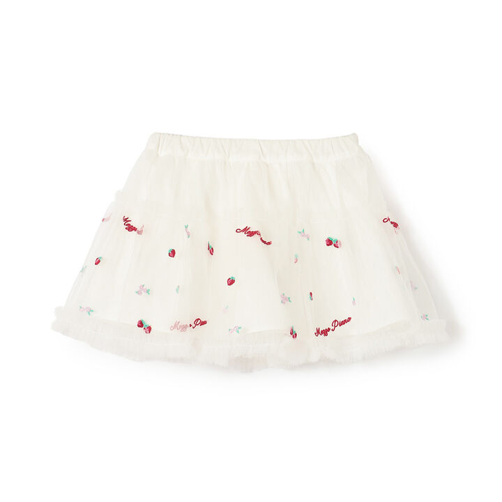 Strawberry Embroidery Tulle Skirt,Off white, medium image number 0