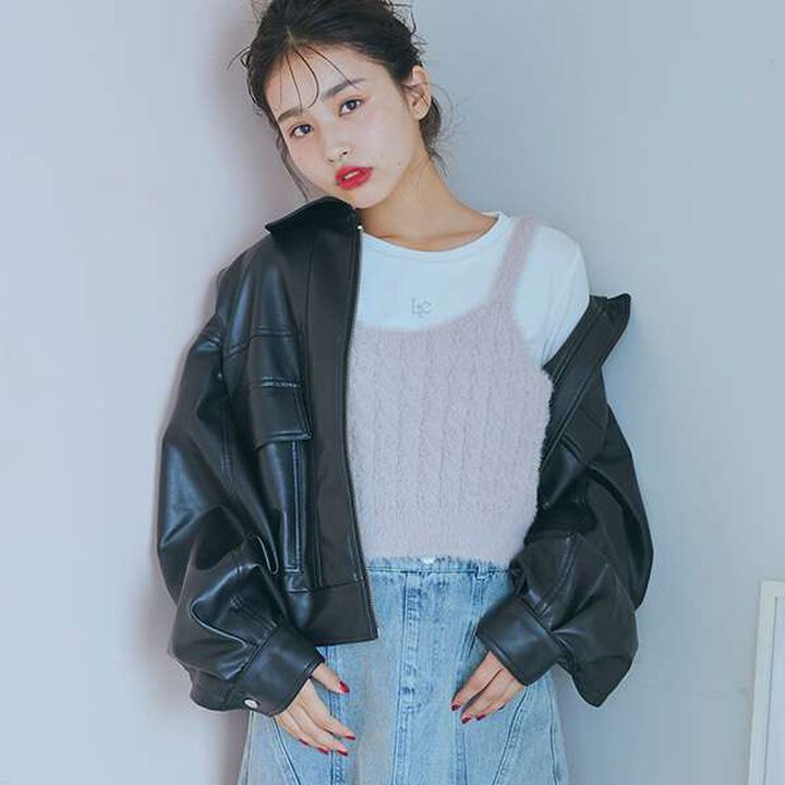 Washable Shaggy Vest Inner Set,Light gray, medium image number 1