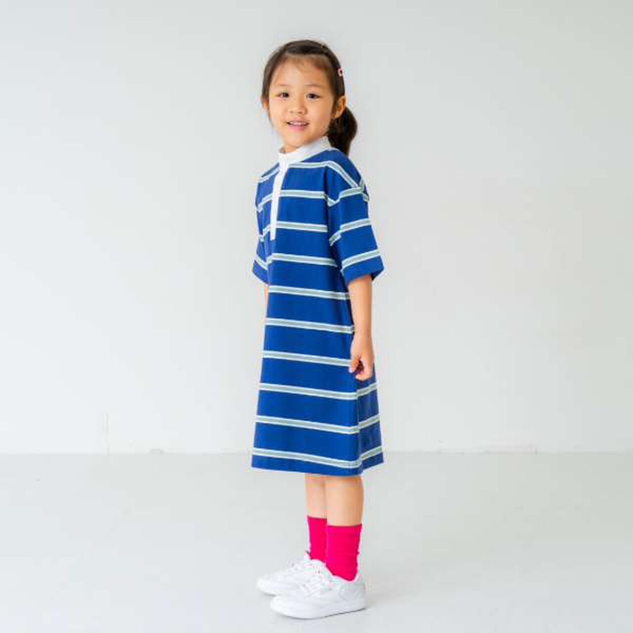 [Link] Stand Collar Rugby T-Shirt Dress,Navy, large image number 0