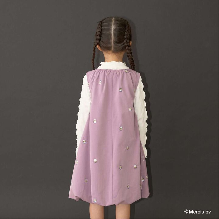 Miffy Embroidered All-Over Pattern Balloon One-Piece Dress,Black, medium image number 20