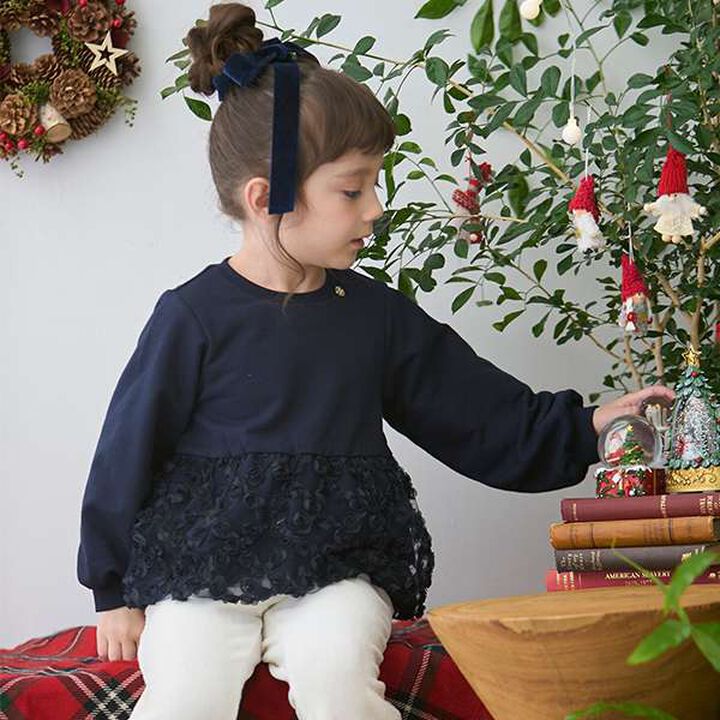 [Link] Jacquard Peplum Sweatshirt (Kids),Navy, medium image number 0