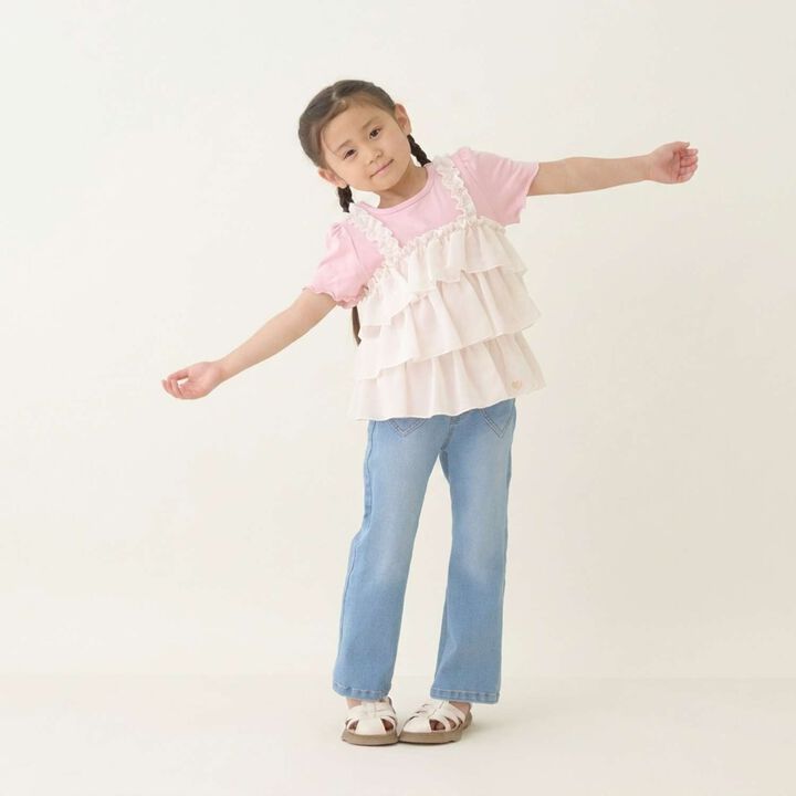 [Either Way Is Fine] UV Protection & Cool Touch Tiered Camisole Docking T-Shirt [Kids Girls],, medium