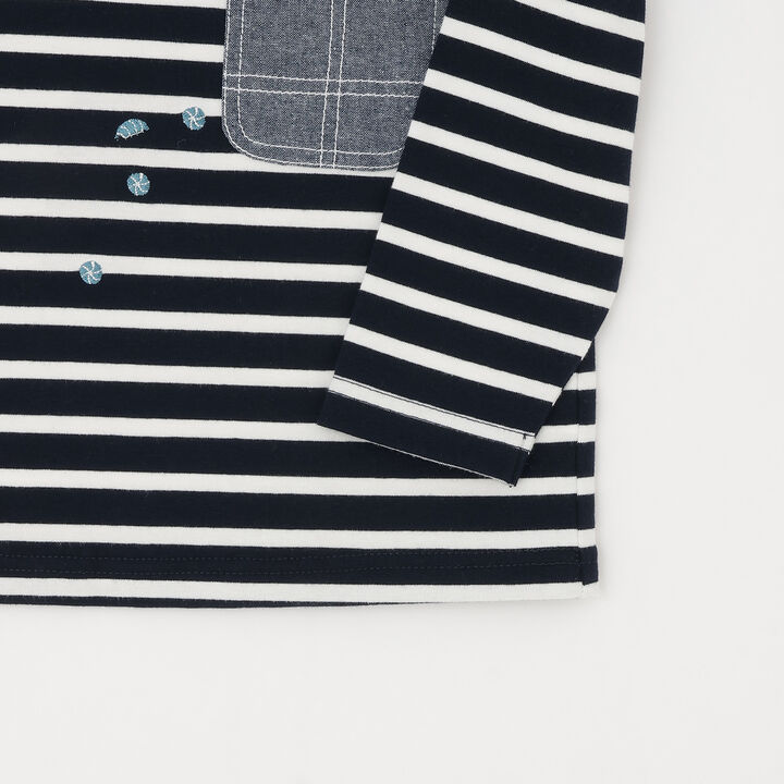Insect Stripe Pattern Long-Sleeve T-Shirt with Pocket,Navy, medium image number 15