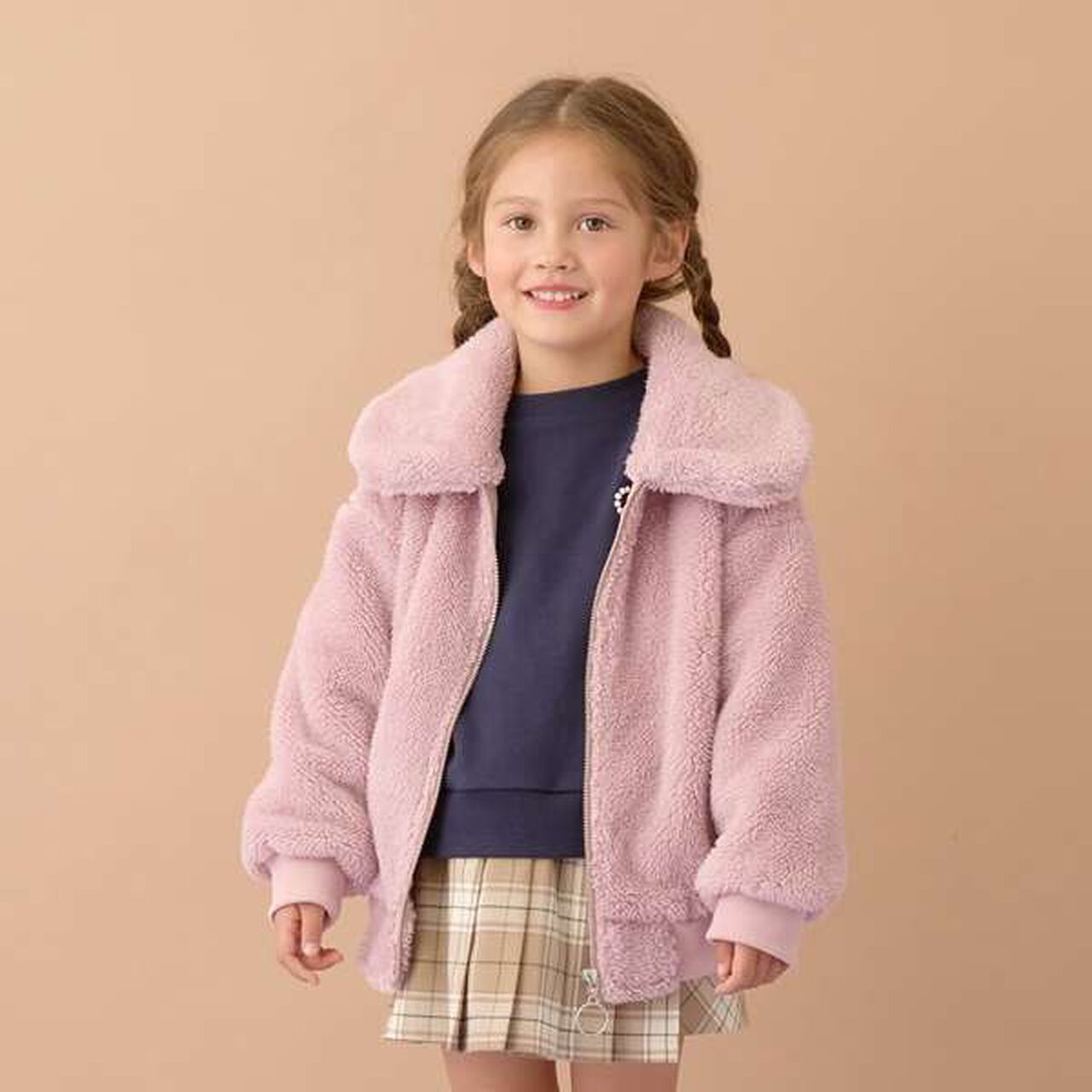 Versatile Round Collar Fleece Jacket,Beige, large image number 18