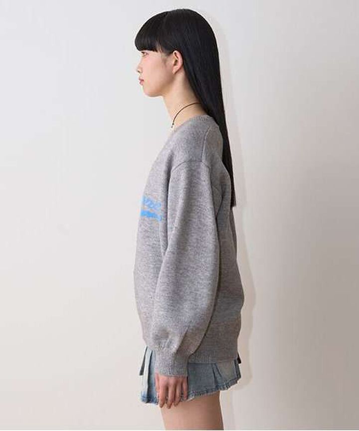 New York V-Neck Knitwear,Gray, medium image number 6