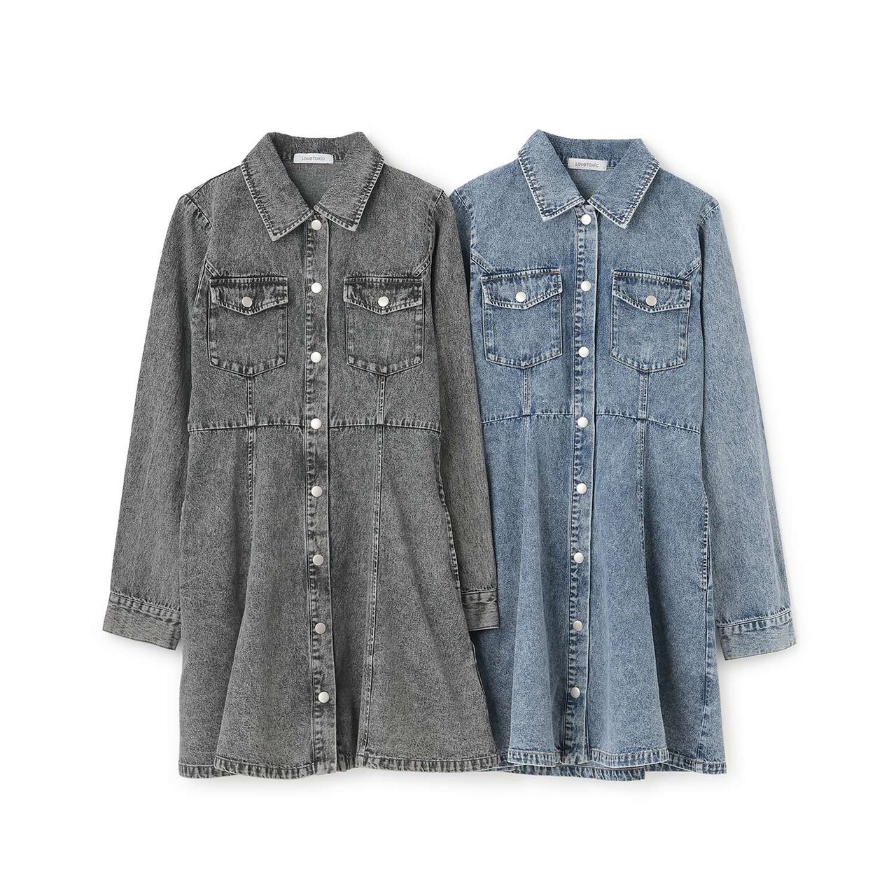 Denim Shirt Dress,Black, large image number 3