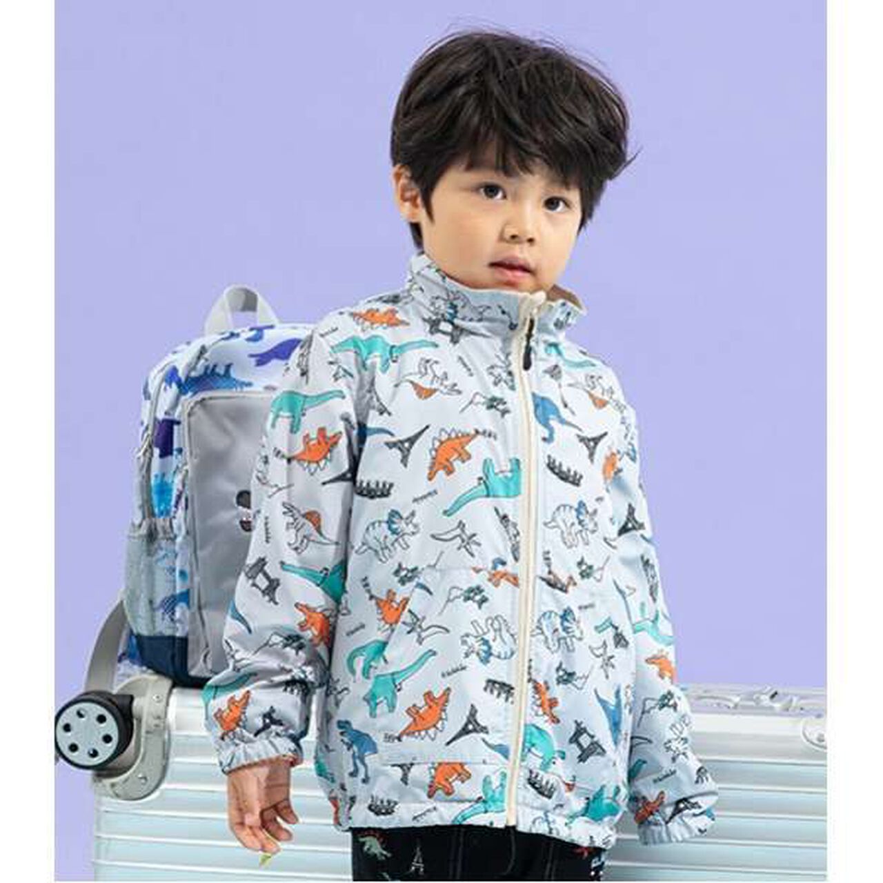 Dinosaur Reversible Windbreaker,Beige, large image number 10