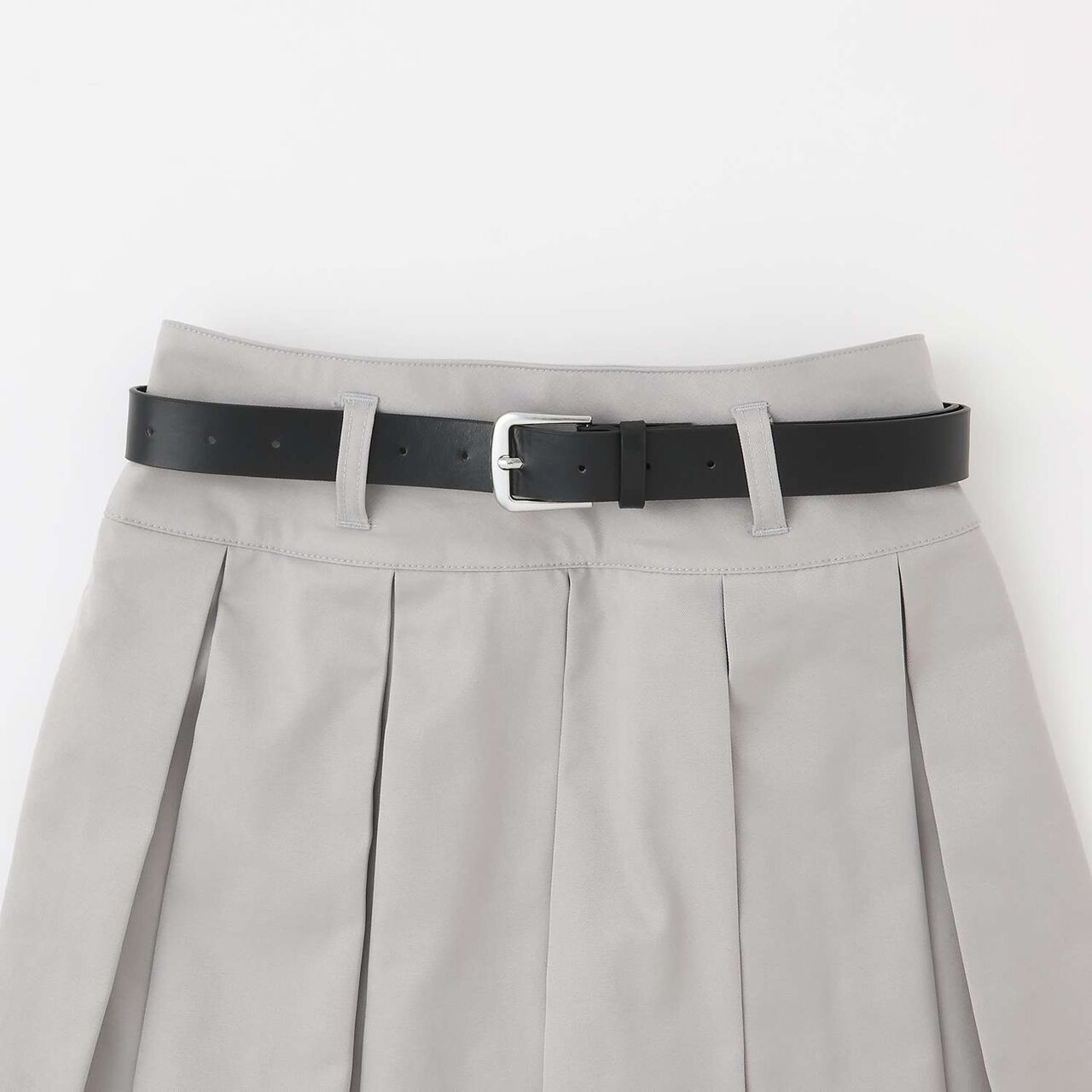 [Easy Care] Pleated Skirt with Belt,Gray, large image number 11