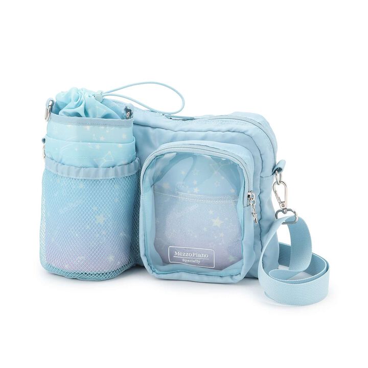 Zodiac & Music Note Pattern Shoulder Bag with Bottle Holder,Light blue, medium image number 0