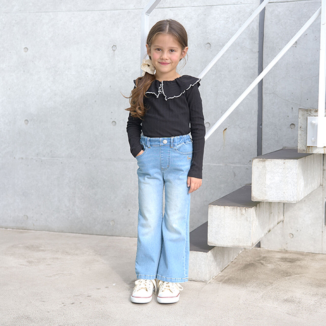 Beautiful Silhouette Stretch Flare Denim Pants,Sax blue, large image number 8