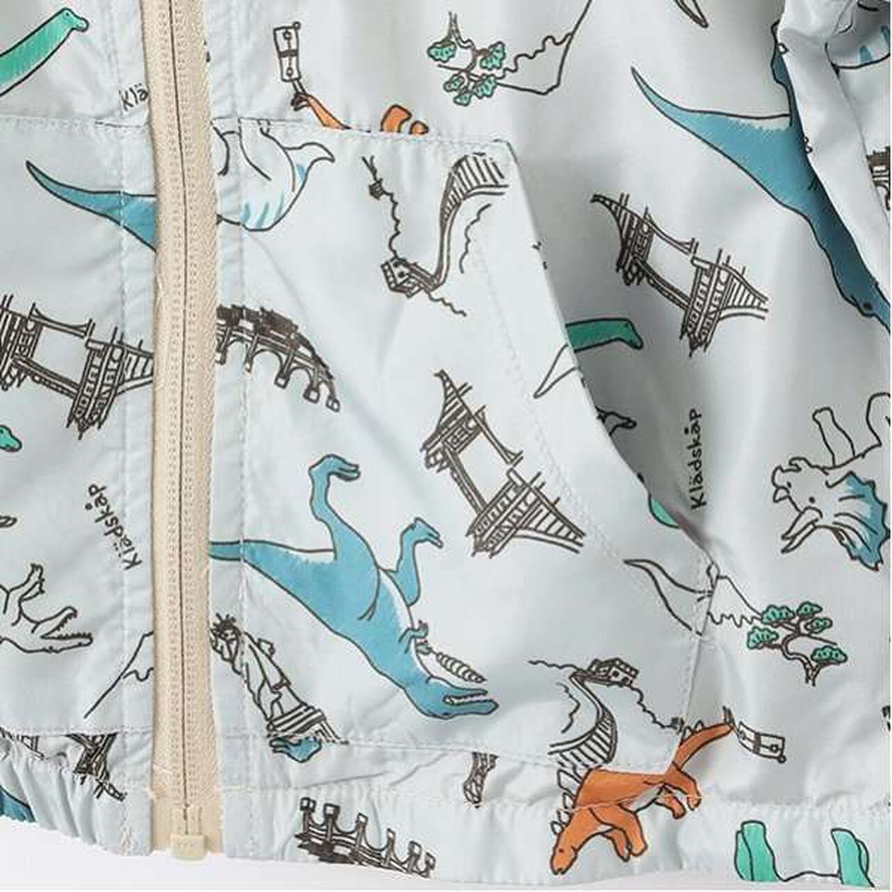 Dinosaur Reversible Windbreaker,Beige, large image number 4