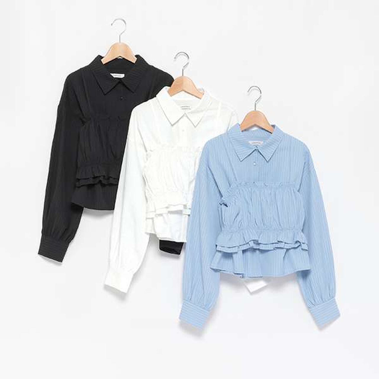 Long-Sleeve Shirt with Bustier,Black, large image number 11