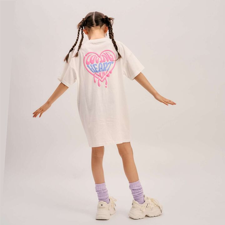[100% Cotton] Affordable Back Heart Short-Sleeve T-Shirt One-Piece Dress,Cherry Pink, medium image number 6