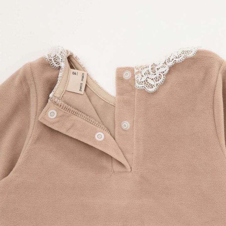 Velour Lace One-Piece Dress,Light pink, medium image number 11